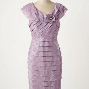 London Times Tiered Purple Sequin Cocktail Dress 14